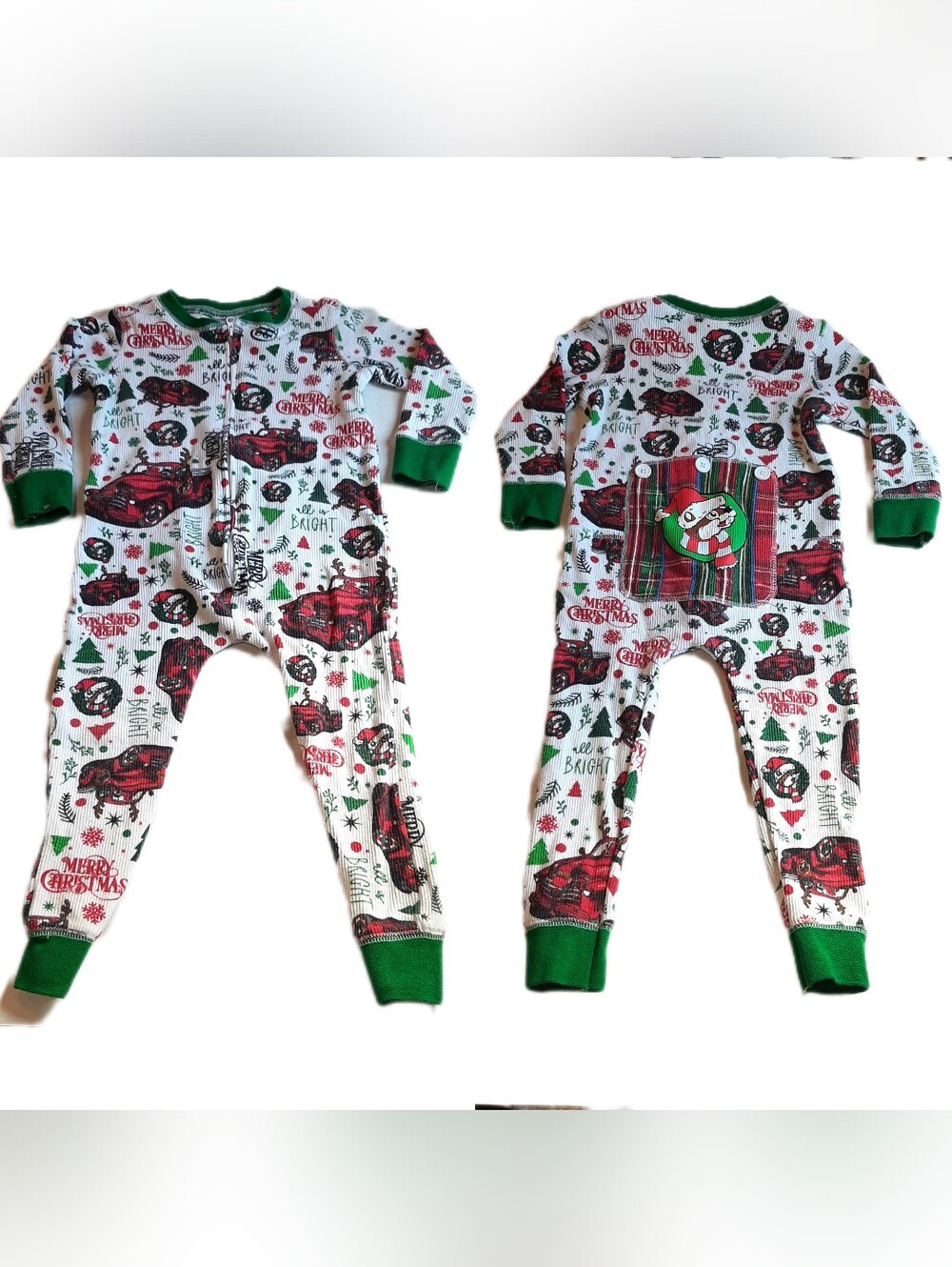 🔥Buc-ees One Piece Footless Christmas Pajamas Double Sided 3T Unisex